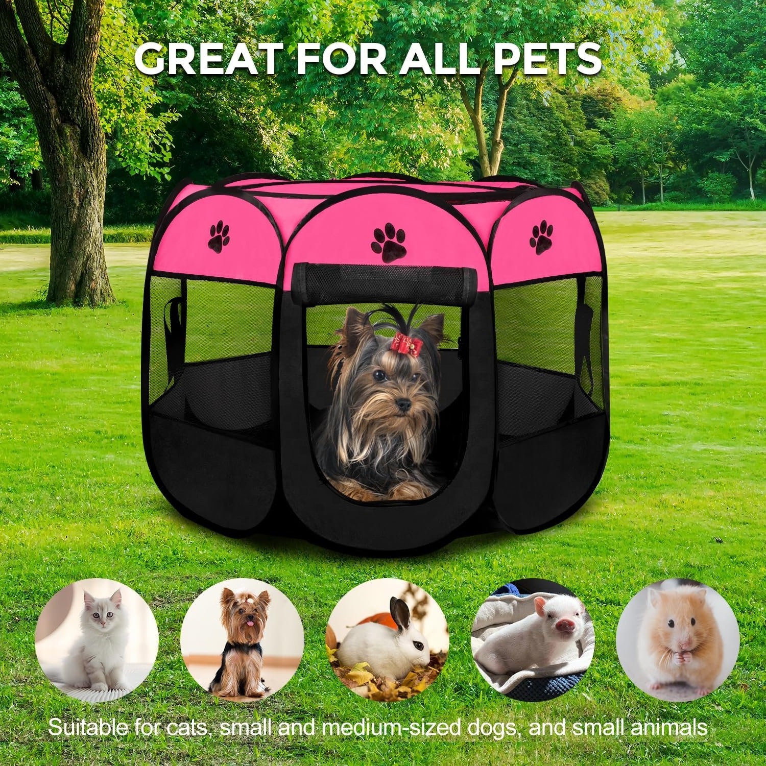 Wholesale Pop Up Pet Playpen Tent Water-Resistant and Removable Shade Cover Dog Crates Cage for Indoor Outdoor Activities