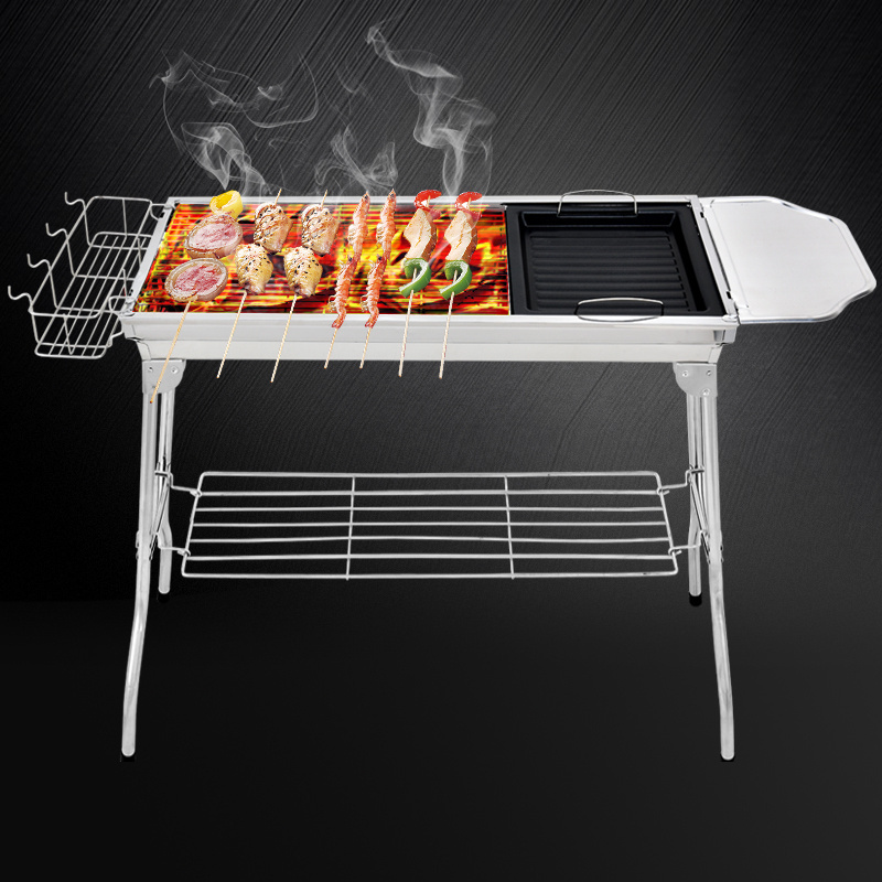 Stainless Steel Outdoor Portable BBQ Charcoal Fire Pits For 2-4 Person Camping Grills