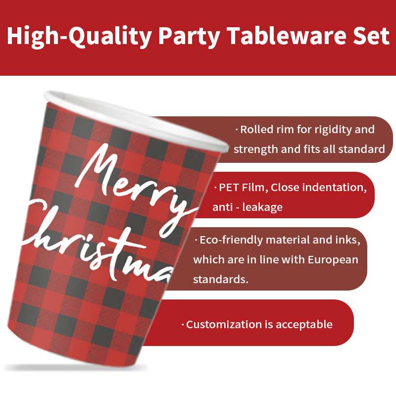 Xieli Vietnam Christmas Party Supplies Decoration Complete Pack Includes Xmas Paper Plate Napkin Cup Disposable Party Tableware