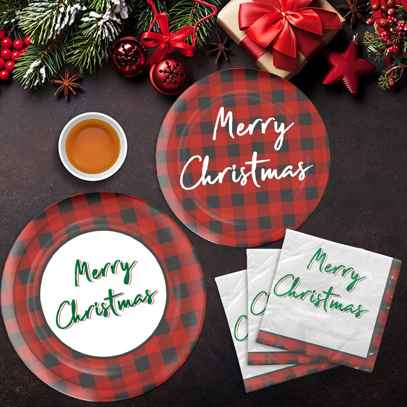 Xieli Vietnam Christmas Party Supplies Decoration Complete Pack Includes Xmas Paper Plate Napkin Cup Disposable Party Tableware