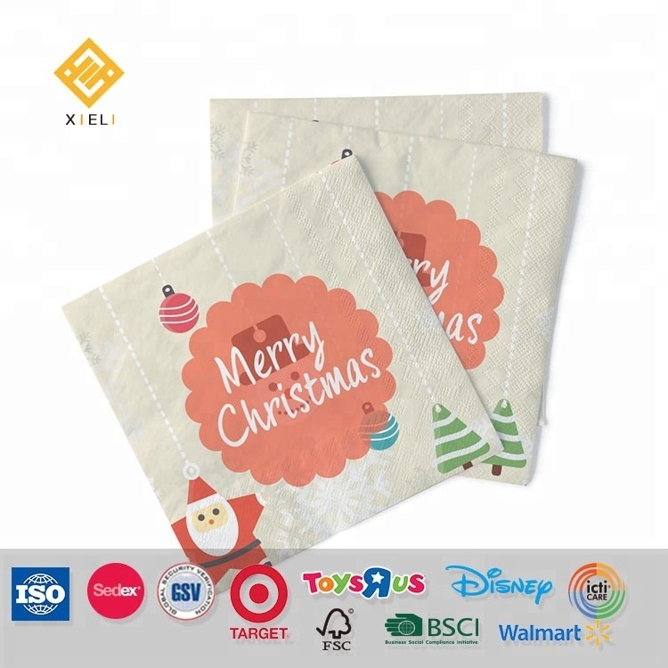 Xieli Hot Selling Customized Party Decoration Napkins For Christmas Paper Napkin