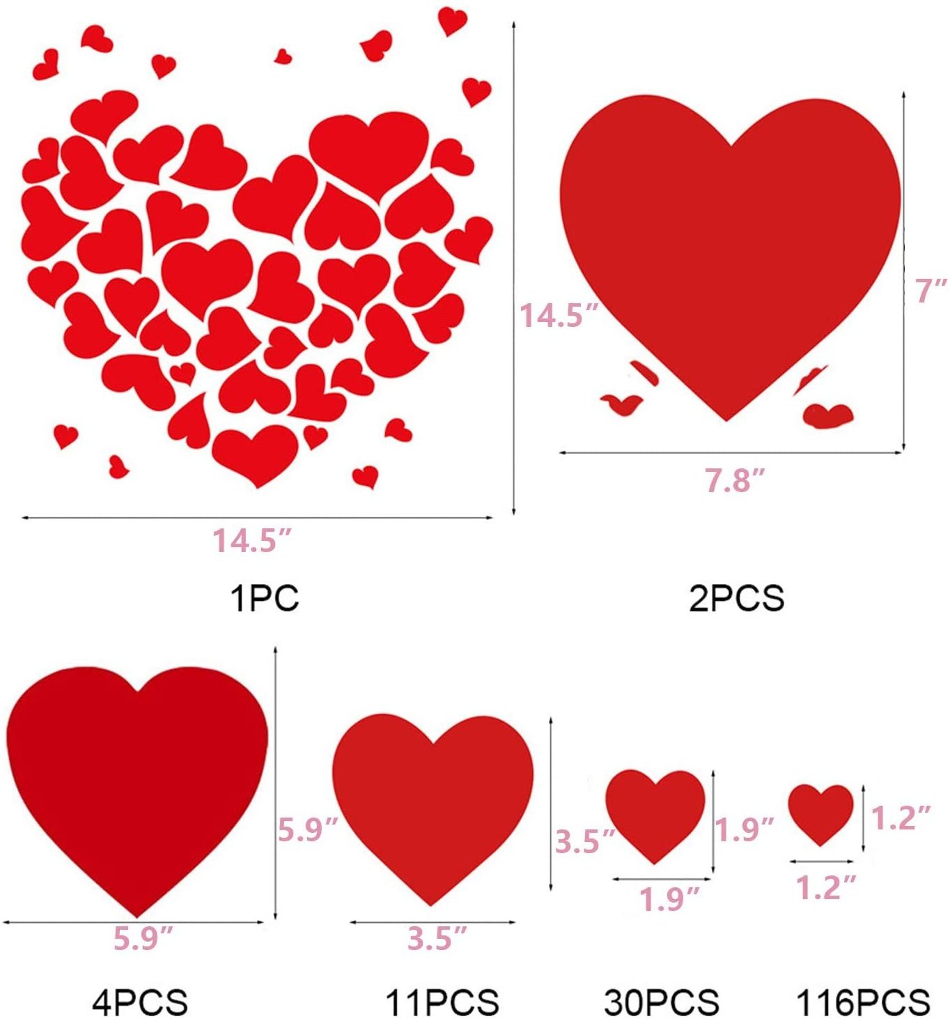 Zhejiang Xieli Valentines Day Red Heart Window Stickers Floor Decal DIY for Party Decorations