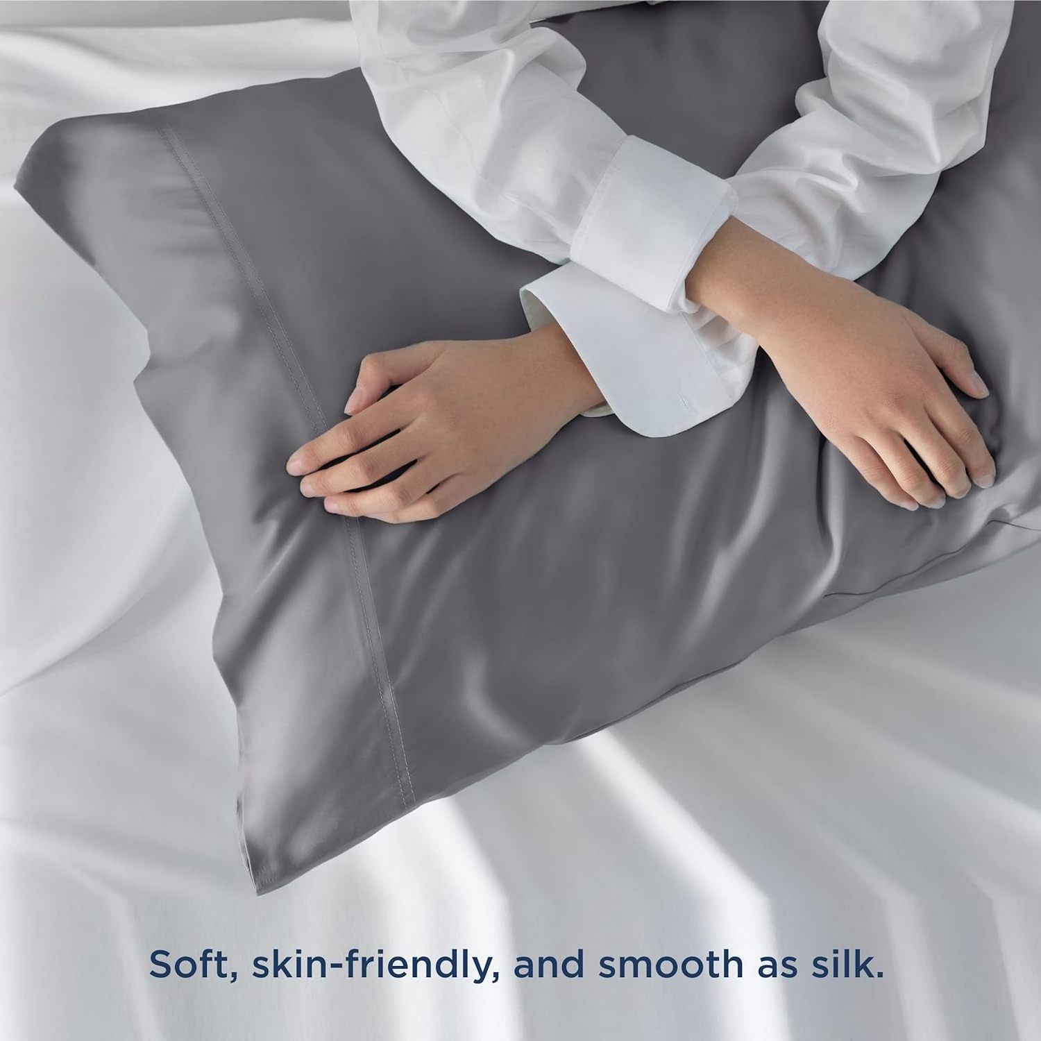 Cooling Pillow Cases Standard Size Rayon Derived from Bamboo Dark Grey Pillowcase 2