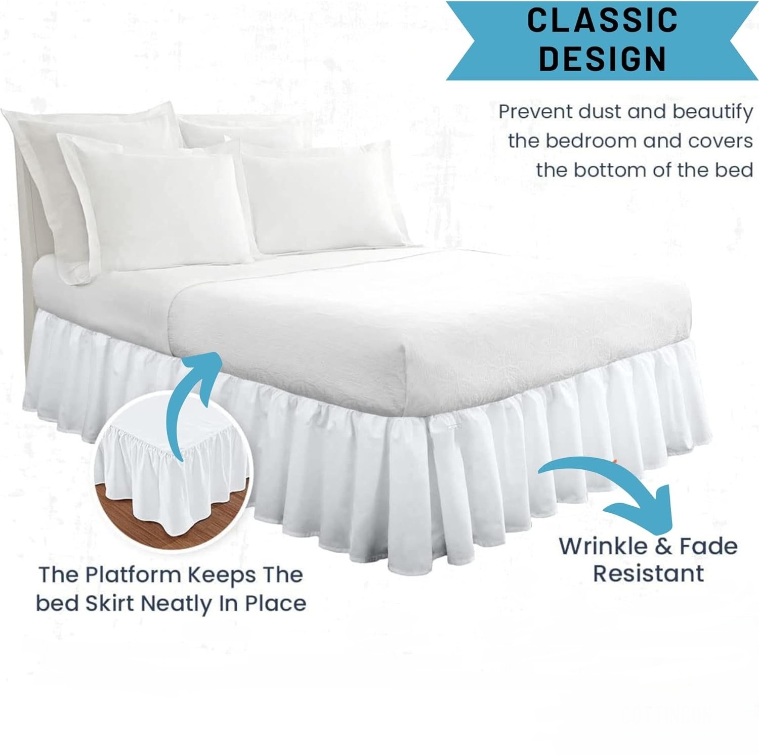 Ruffled Bed Skirt with Split Corners Dust Ruffle 21