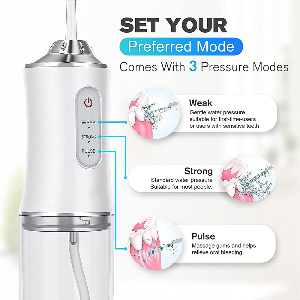 Portable Rechargeable Water Pick Teeth Cleaner 3 Modes Dental Teeth Irrigator Cordless Tooth Rotatable Usb Water Flosser