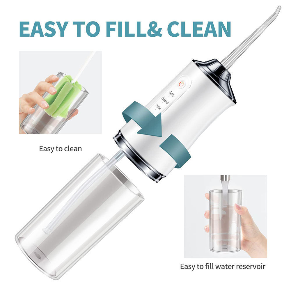 Portable Rechargeable Water Pick Teeth Cleaner 3 Modes Dental Teeth Irrigator Cordless Tooth Rotatable Usb Water Flosser