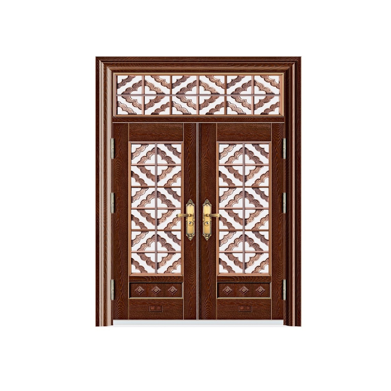 Custom Luxury Door Palace Double Wide Swing Front Double Entrance Entry Wood Cast Aluminum Steel Arch Doors