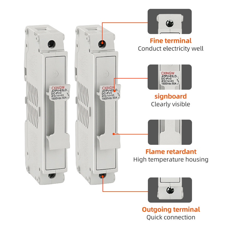 High Quality low voltage dc Solar power photovoltaic fuse and fuse holder 1500V