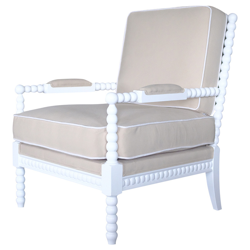 Wooden Frame Furniture Hamptons Bobbin Chair,spindle Chair High Back Banquette Accent Lounge Occasional Chair