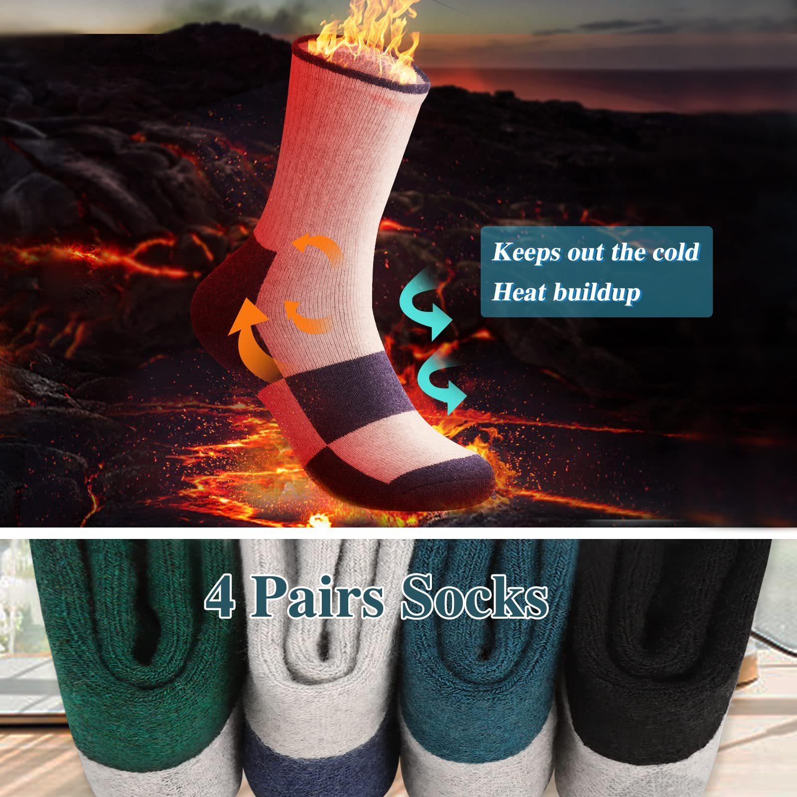 Merino Wool Thick Thermal Winter Hiking Heavyweight Boot Socks Mens