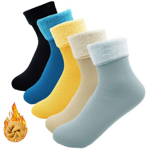 Womens Wool Thick Warm Winter Thermal Socks for Men Kids Breathable Fuzzy Slipper Socks