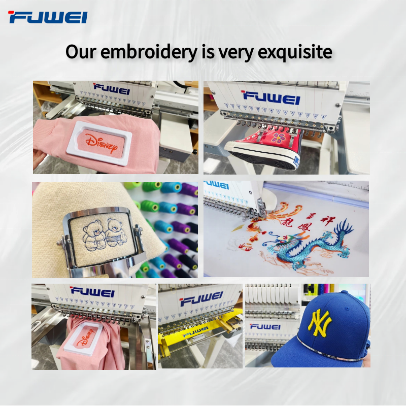 Embroidery machine FUWEI single head 15 needles 3d hat tshirt c ap sewing embroidery machine computerized