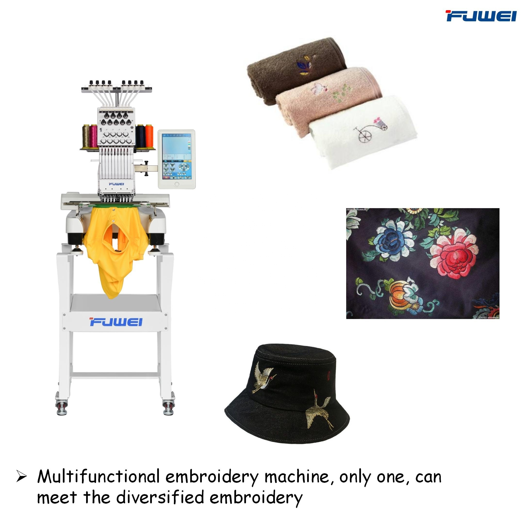 fuwei home used  multi function single head mini embroidery machine BF-1500 for logo embroidery