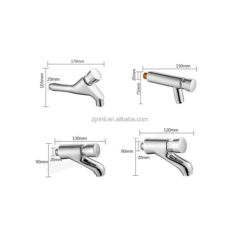 X10201 Model Wall Mounted Chrome Finish Brass Material of Luxury Self Closing Timing Delay Faucet