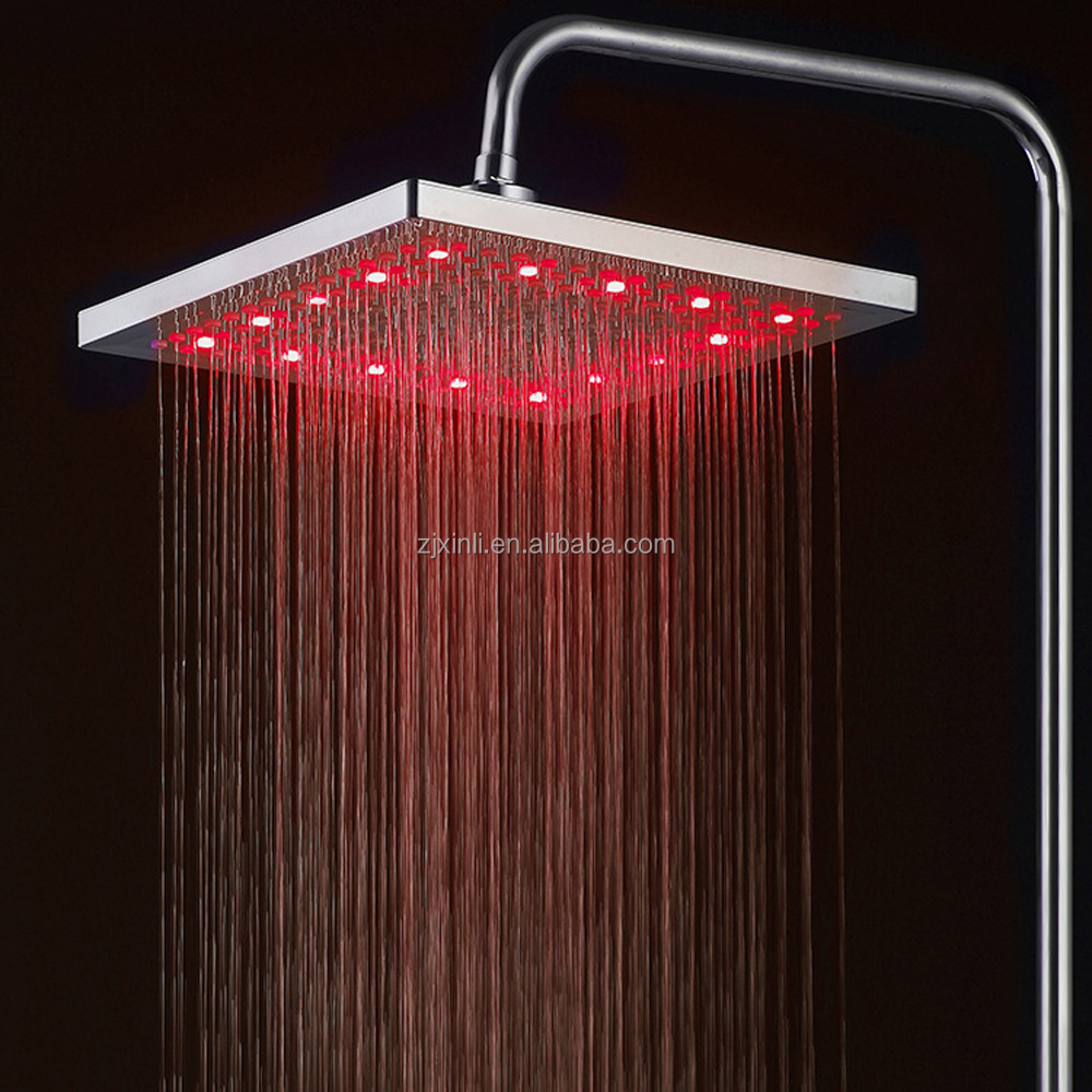 X15903 ABS Material Chrome Finishing Square Model 7 Colors LED Light 8 Inch Led Shower Head