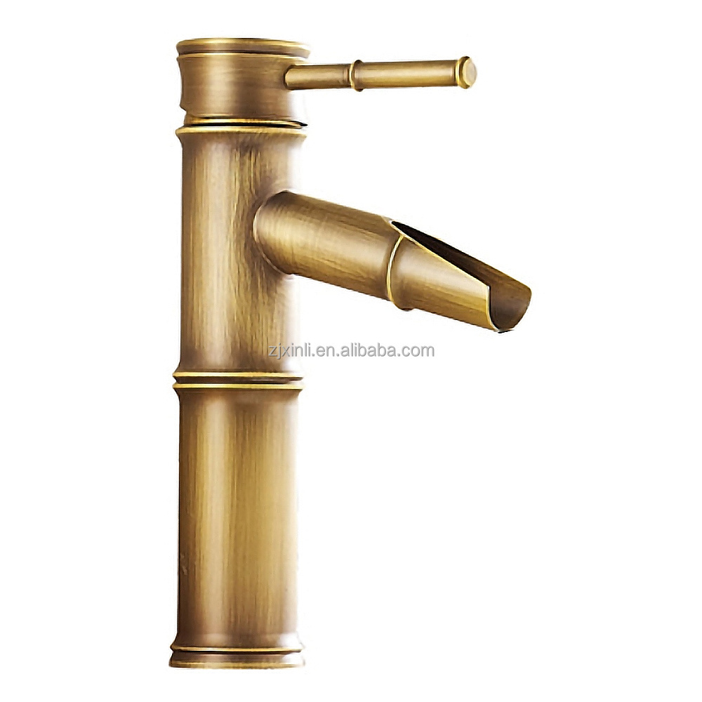 X8555B1 Brass Material Bronze Finishing Deck Mounted Bamboo Basin Faucet