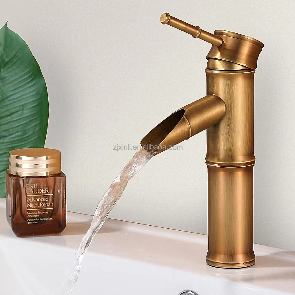 X8555B1 Brass Material Bronze Finishing Deck Mounted Bamboo Basin Faucet