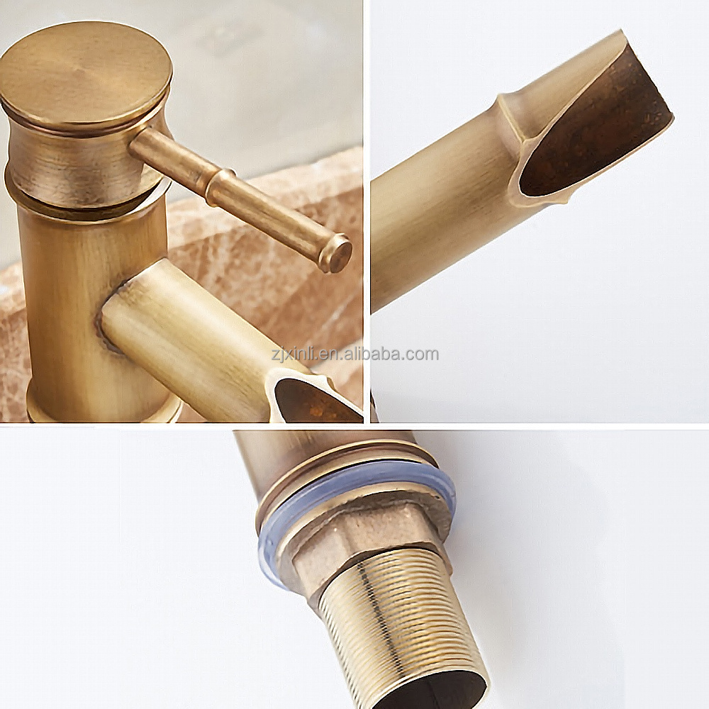 X8555B1 Brass Material Bronze Finishing Deck Mounted Bamboo Basin Faucet