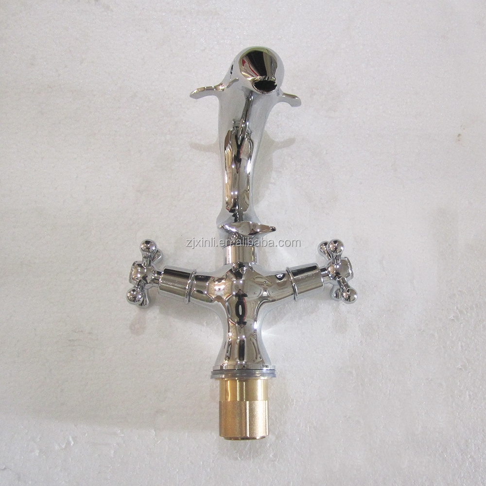 X9537B1 Double Handle Chrome Finishing of Luxury Brass Dolphin Faucet