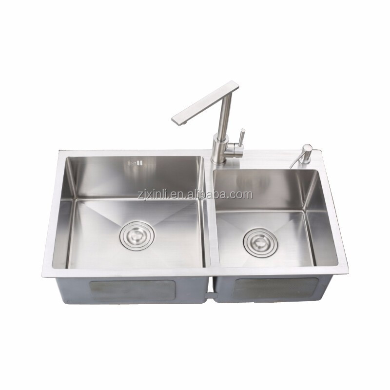 78*43CM SUS304 Stainless Steel Counter Top Rectangular Double Bowl Kitchen Sink X26030