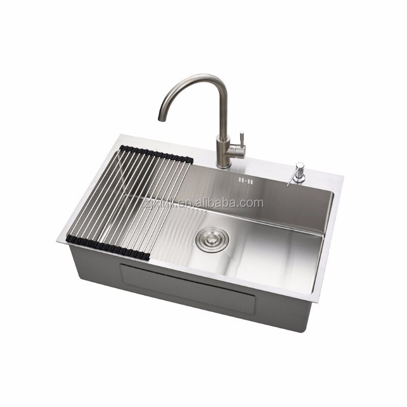 78*50CM SUS304 Stainless Steel Above Counter Rectangular Single Bowl Kitchen Sink X26016