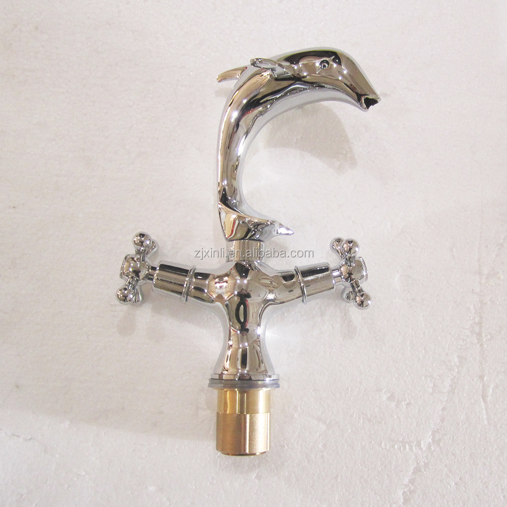 X9537B1 Double Handle Chrome Finishing of Luxury Brass Dolphin Faucet