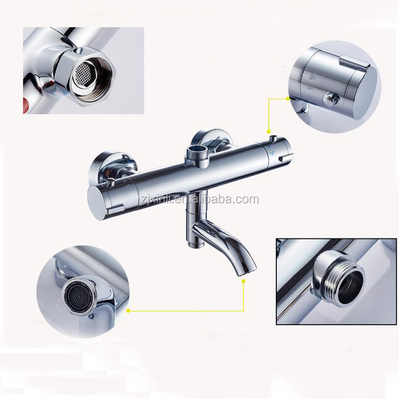 X9013SS1 Wall Mounted Chrome Color Brass Material of Luxury Thermostatic Bathtub Mixer