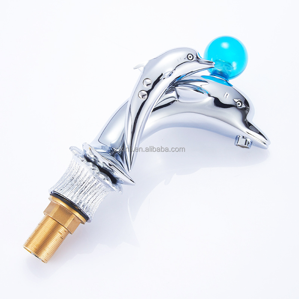 X8625B Brass Material Deck Mounted Hot & Cold Water of Luxury Lavatory Artistic Dolphin Faucet