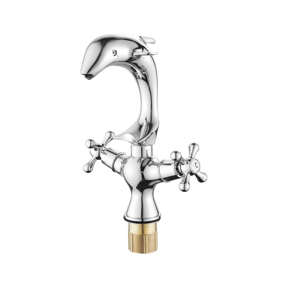 X9537B1 Double Handle Chrome Finishing of Luxury Brass Dolphin Faucet