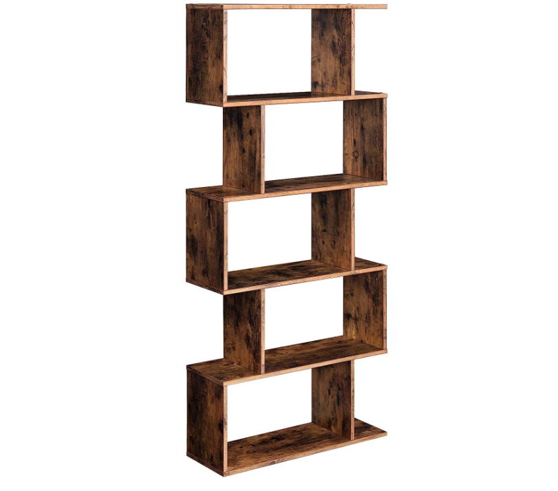 Freestanding Display Shelves 6-Tier S Shaped Bookshelf  Unit for Bedroom,Study Room