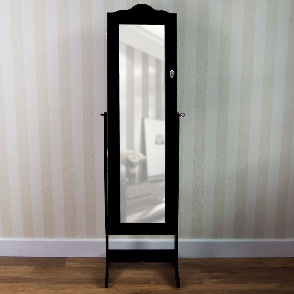 modern LED black mirrored jewelry cabinet armoire with stand