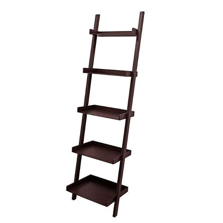 Mdf wood home folding 4 to 5-tier leaning ladder book shelf corner storage shelf