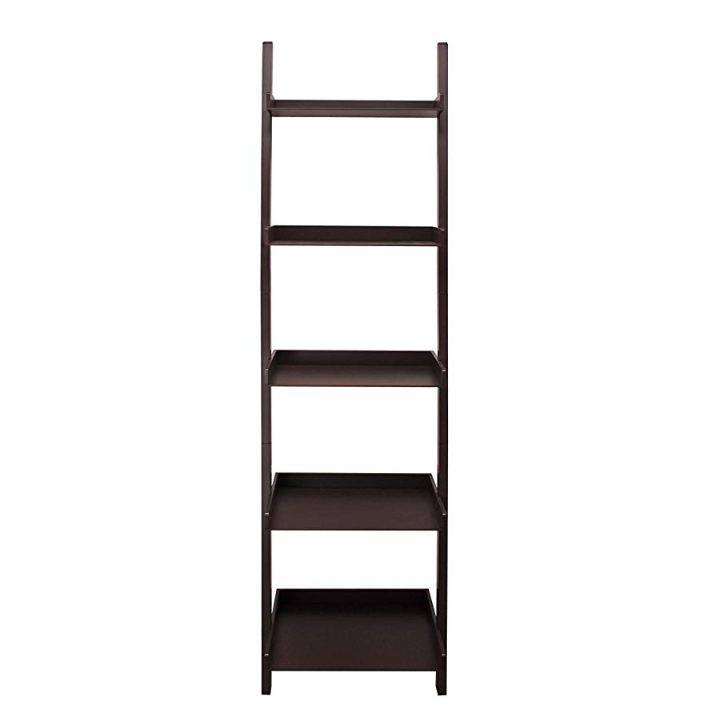 Mdf wood home folding 4 to 5-tier leaning ladder book shelf corner storage shelf