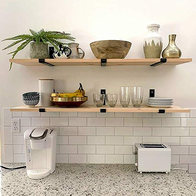 Rustic Floating Shelves Wall Mounted Industrial pipe Wall metal Shelves for Living Room Bedroom Kitchen Entryway Wood Storage