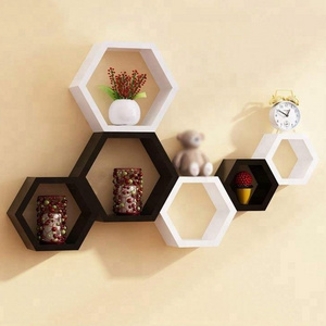 Set of 3 Hexagon Ornament Modular wall shelf Floating Storage Shelf