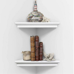 Home decorative MDF mounted triangle corner shelf floating corner wall shelf