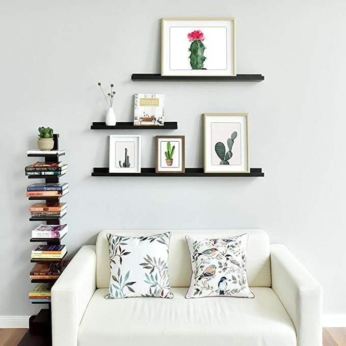 Black Wooden Floating Photo frame wall shelf ledge