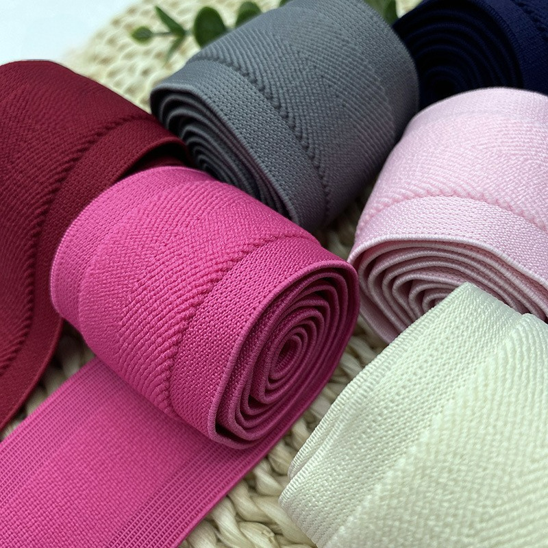 Customized 4.5cm Color 3d Striped Jacquard Elastic Band Soft And Comfortable Suede Elastic Waistbandrubber Band