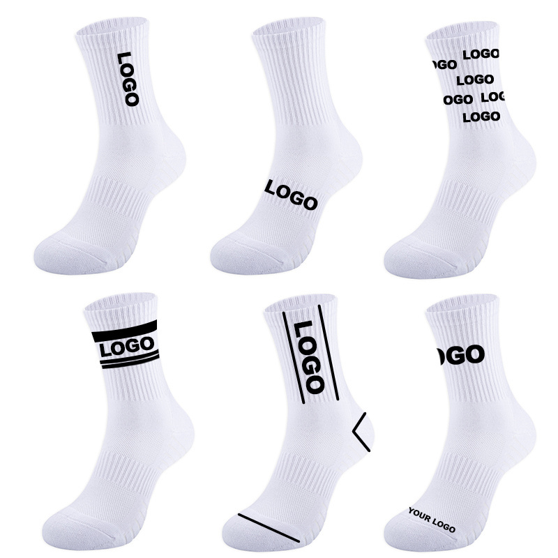 Wholesale Mens Cotton Solid Colour White Socks Breathable Custom Socks Casual Sports Men Socks