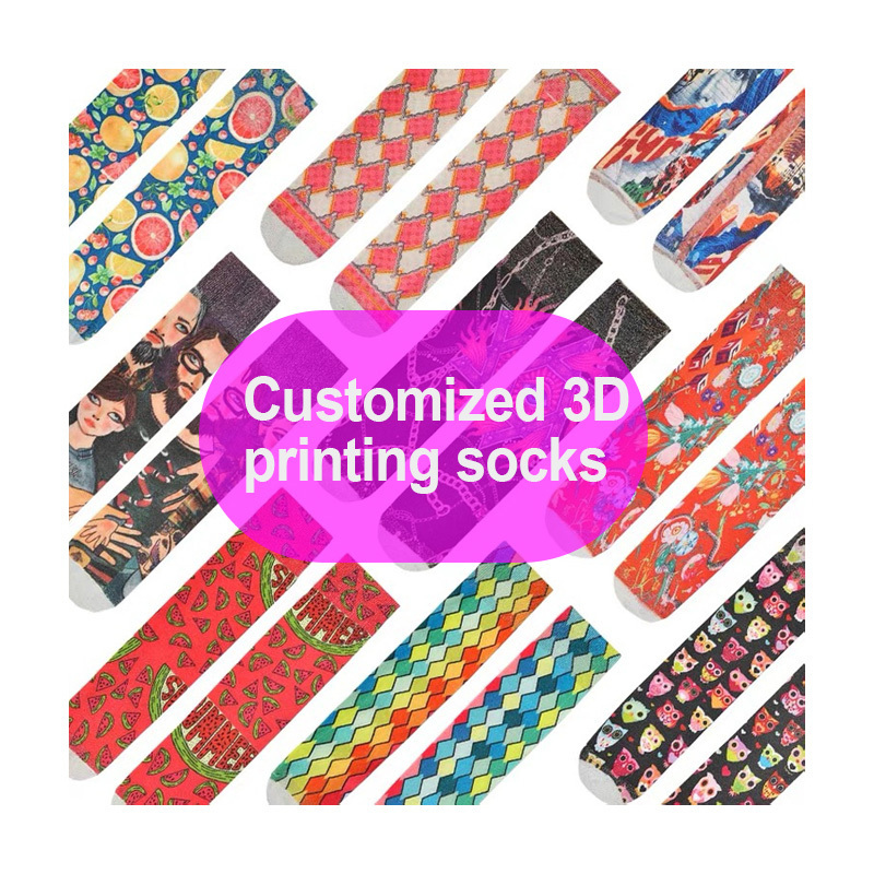 XR-285 Cheap Custom Made Sublimated Socks No Minimum Order Digital Print Mens 360 Degree Full Printed Socks