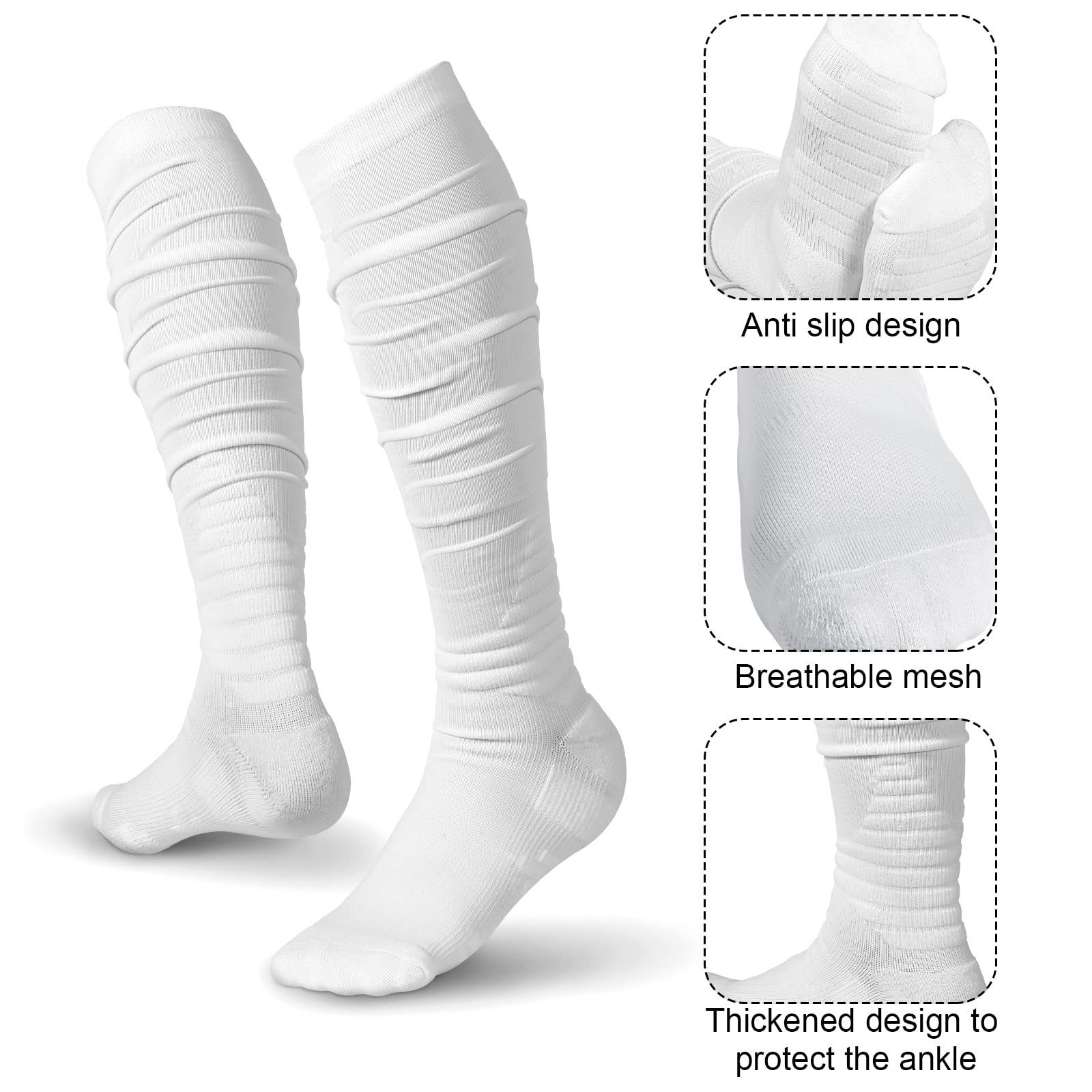 Football Non Slip Padded Moisture Wicking Breathable Sport Football Scrunch Socks