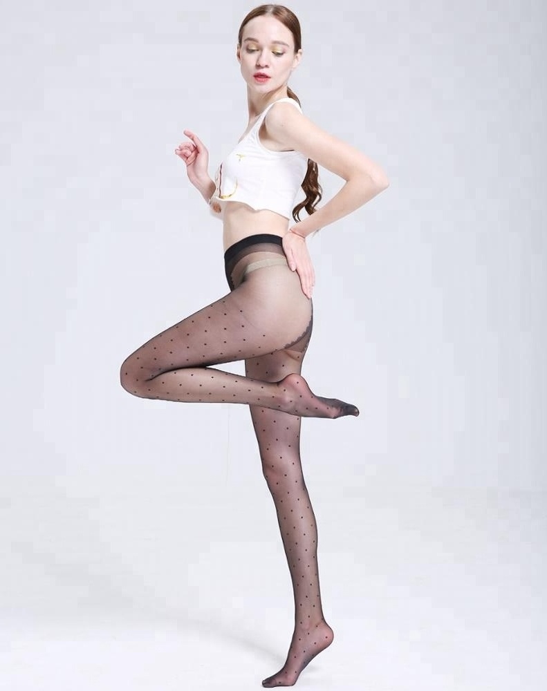 Fashion Design With Dots Silk Tube Pantyhose Stockings