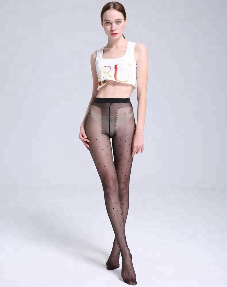 Fashion Design With Dots Silk Tube Pantyhose Stockings