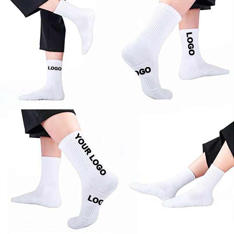 Wholesale Mens Cotton Solid Colour White Socks Breathable Custom Socks Casual Sports Men Socks