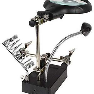 Helping Hand Soldering Stand With 3 Lens 2.5X 7.5X 10X LED Light Magnifying Glass