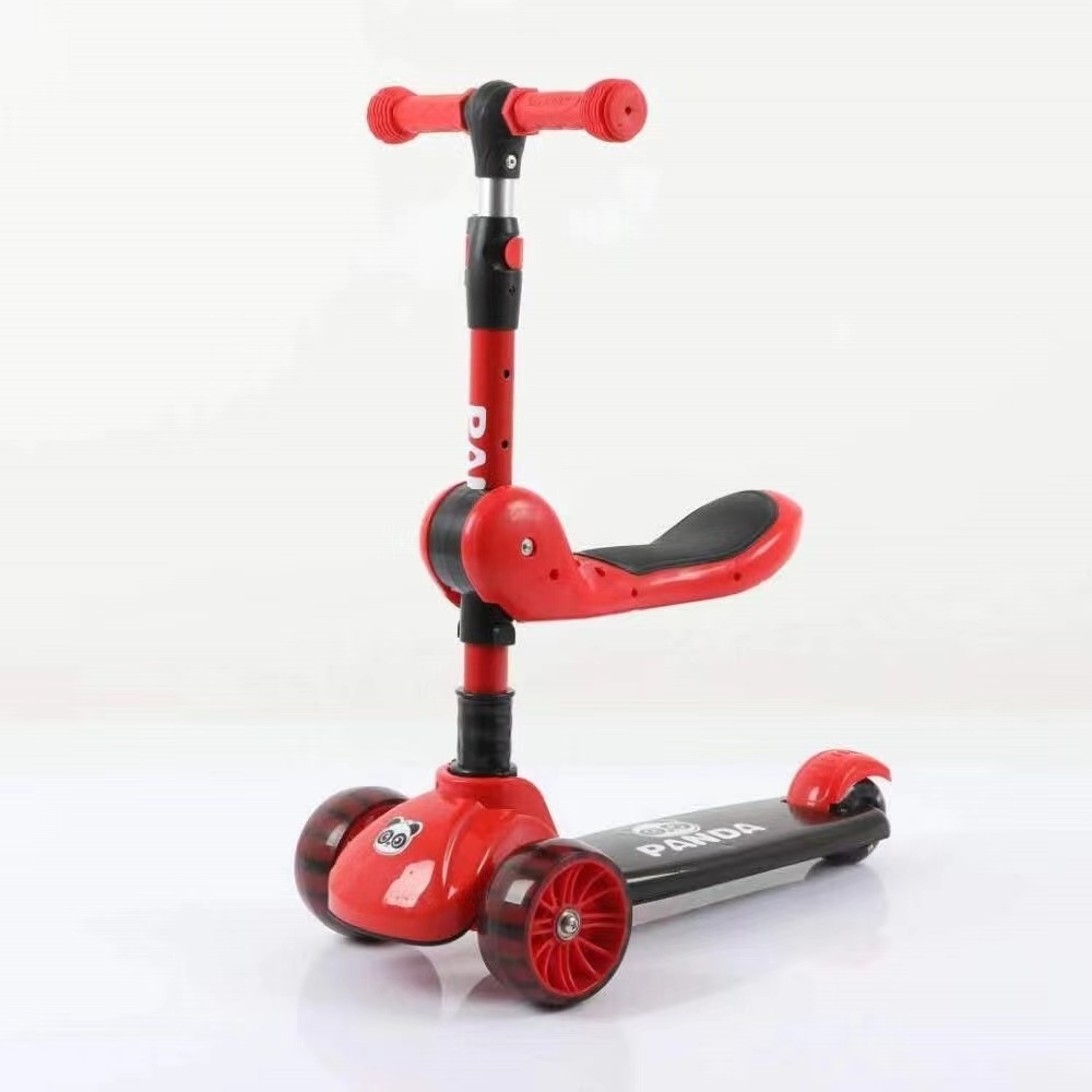 Adjustable Flicker Wheel Scooters For Kids With Seat 3 Wheel 2 In 1 Kick Foldable Kid Swing Scooter