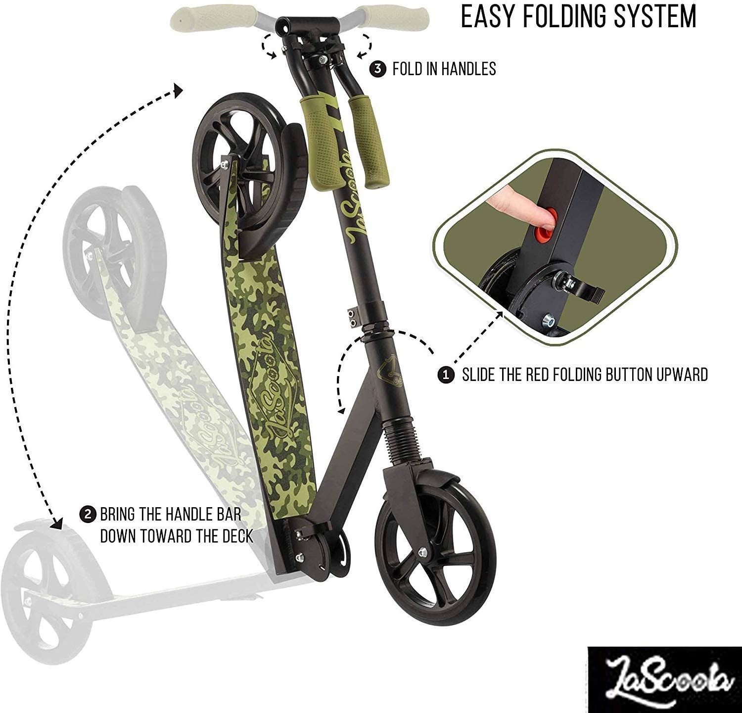 black Water Print Pattern Adult Scooters With Suspension Kick Skateboard  Big PU Wheels Scooter