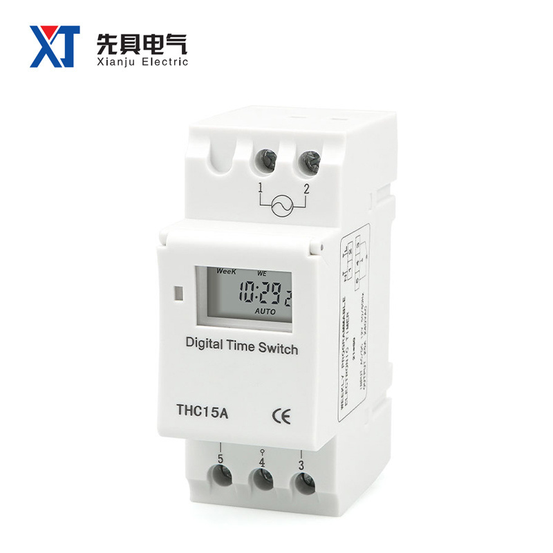 AHC-15 Rail Type Multifunctional Programmable Weekly Timer Digital LCD Electronic Power Time Switch Customization abs White