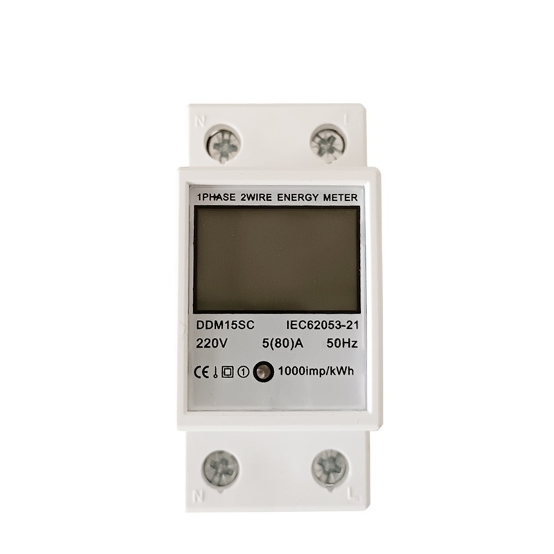 XTM35SC 2P Single Phase 2 Wires Energy Meter Large Screen Measurement and Pulse Output Terminal 35mm Din Rail Mounted