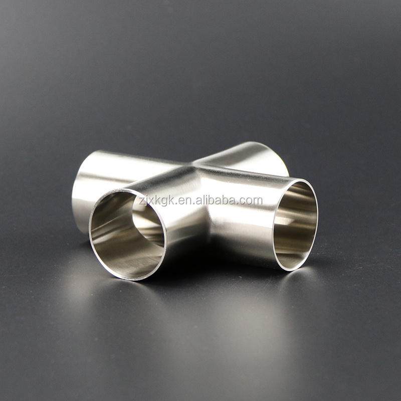 Top quality sanitary stainless steel SS304/316L pipe fitting butt weld 4 way cross connector